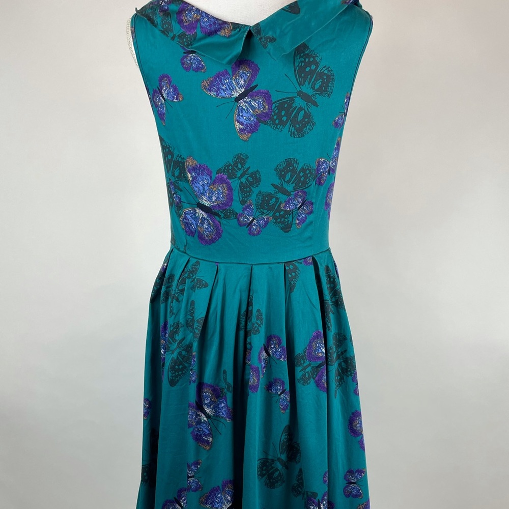 Lady Vintage Madison Teal Butterfly Dress | Made in London - Picture 8 of 13